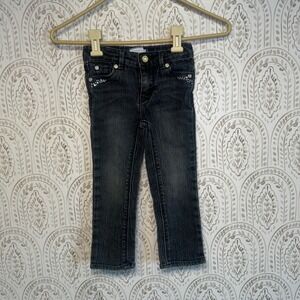 Levi Strauss Co Girls 3T Dark Wash Denim Jeans Embellished Hearts Sparkle